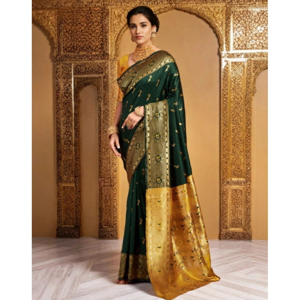 generic women's silk blend zari weaving saree with unstitched blouse 5.5mtr (green (5)) generic women's silk blend zari weaving saree with unstitched blouse 5.5mtr (green (5))