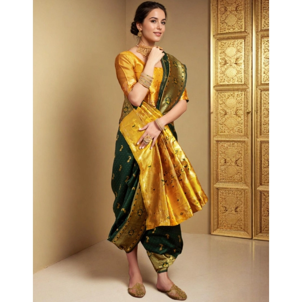 generic women's silk blend zari weaving saree with unstitched blouse 5.5mtr (green (5)) generic women's silk blend zari weaving saree with unstitched blouse 5.5mtr (green (5))