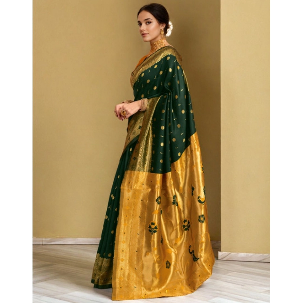 generic women's silk blend zari weaving saree with unstitched blouse 5.5mtr (green) generic women's silk blend zari weaving saree with unstitched blouse 5.5mtr (green)