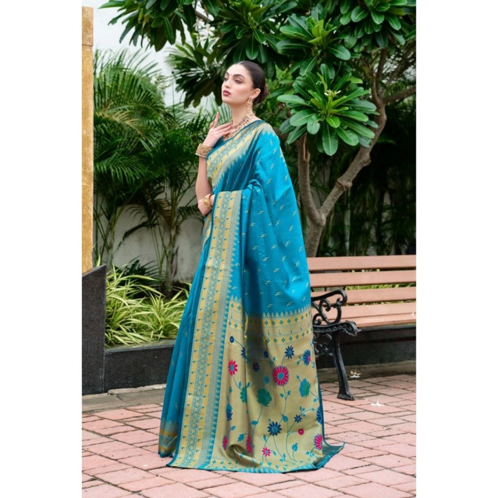 generic women's silk blend paithani weaving saree with unstitched blouse 5.5mtr (aqua) generic women's silk blend paithani weaving saree with unstitched blouse 5.5mtr (aqua)