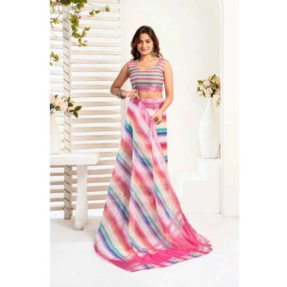 generic women's faux linen printed ready to wear saree with unstitched blouse 5.5 mtr (multicolor) generic women's faux linen printed ready to wear saree with unstitched blouse 5.5 mtr (multicolor)