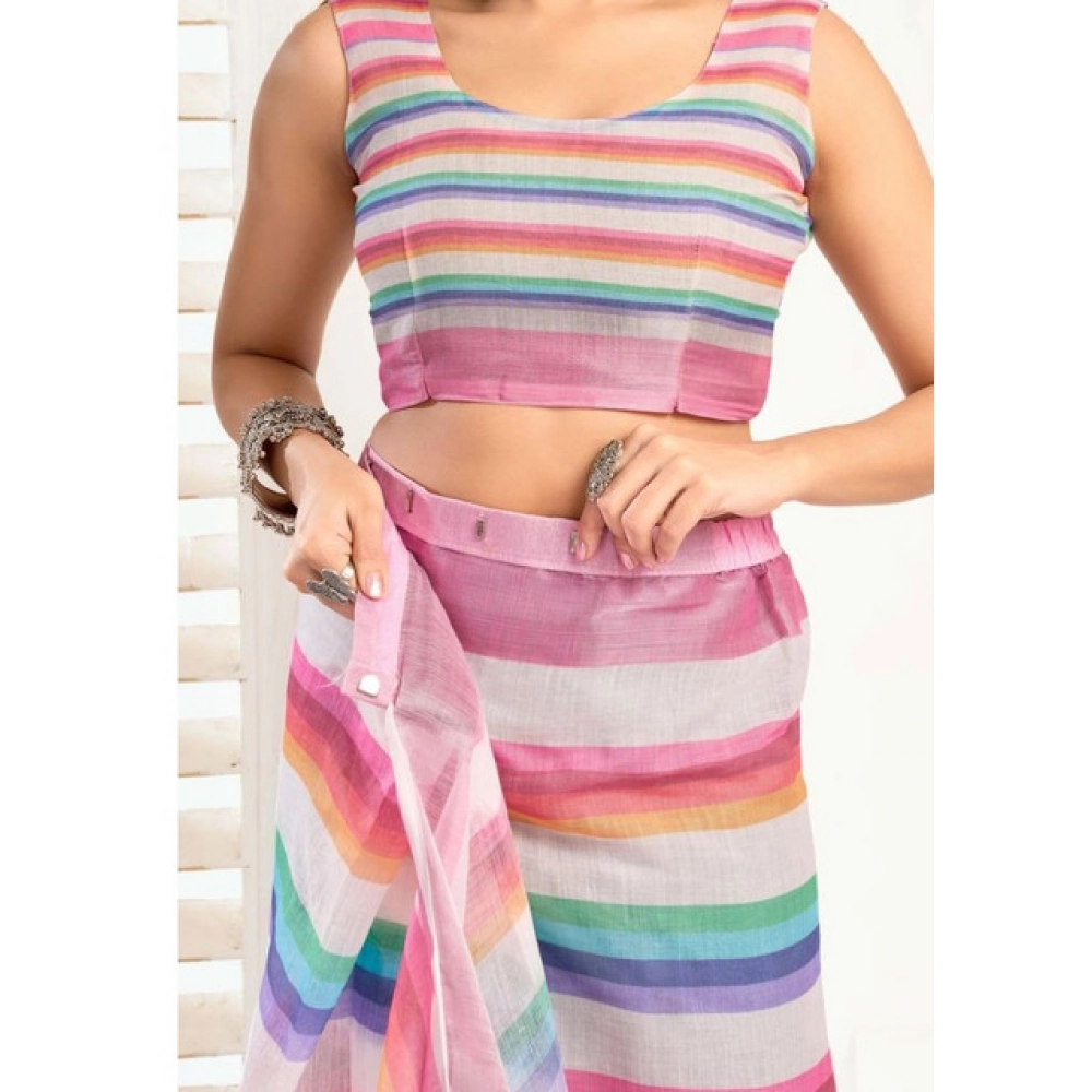 generic women's faux linen printed ready to wear saree with unstitched blouse 5.5 mtr (multicolor) generic women's faux linen printed ready to wear saree with unstitched blouse 5.5 mtr (multicolor)