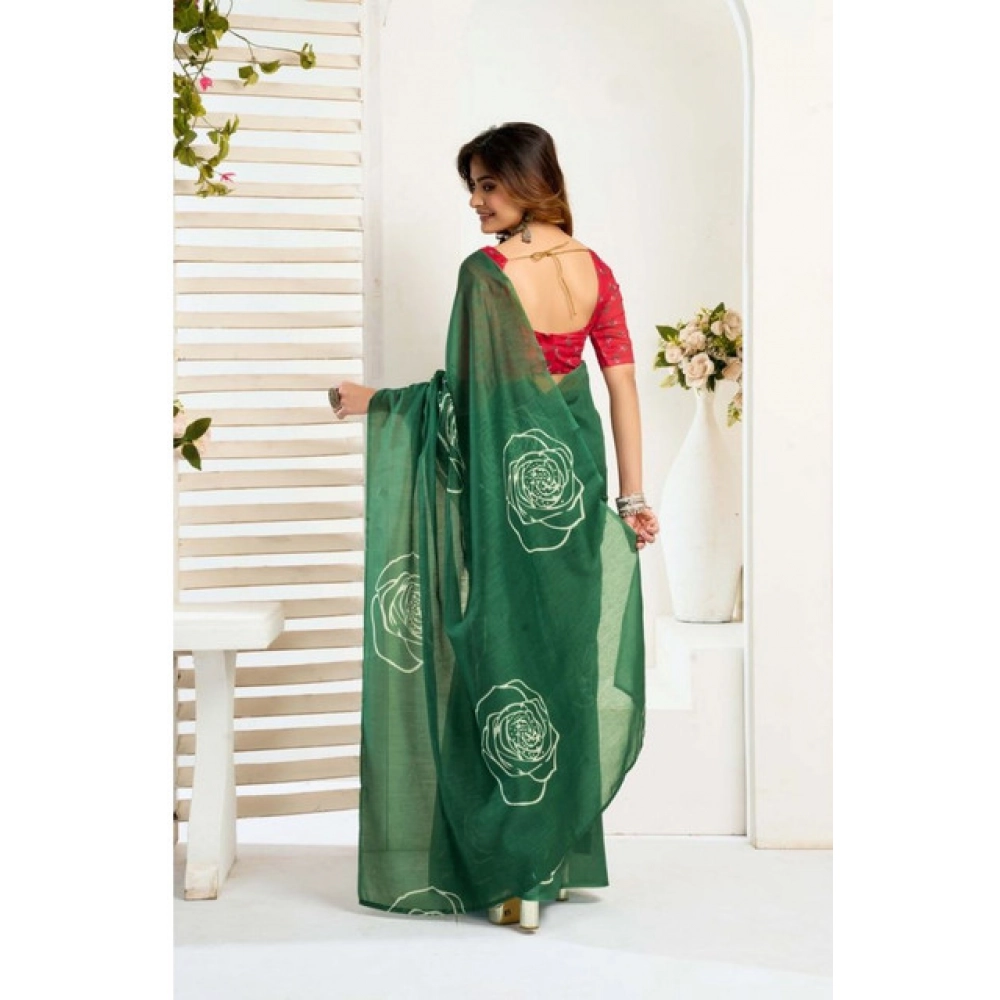 generic women's faux linen printed ready to wear saree with unstitched blouse 5.5 mtr (dark green) generic women's faux linen printed ready to wear saree with unstitched blouse 5.5 mtr (dark green)