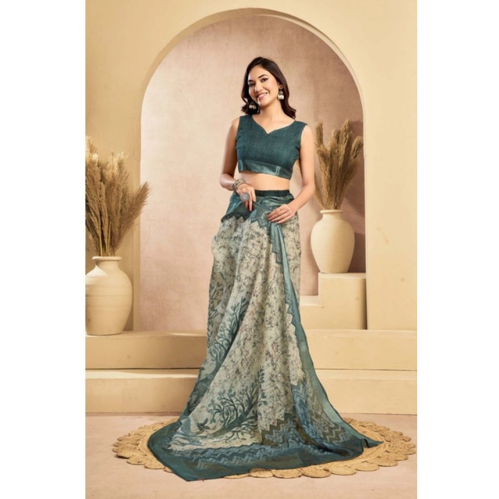 generic women's faux linen printed ready to wear saree with unstitched blouse 5.5 mtr (light grey) generic women's faux linen printed ready to wear saree with unstitched blouse 5.5 mtr (light grey)