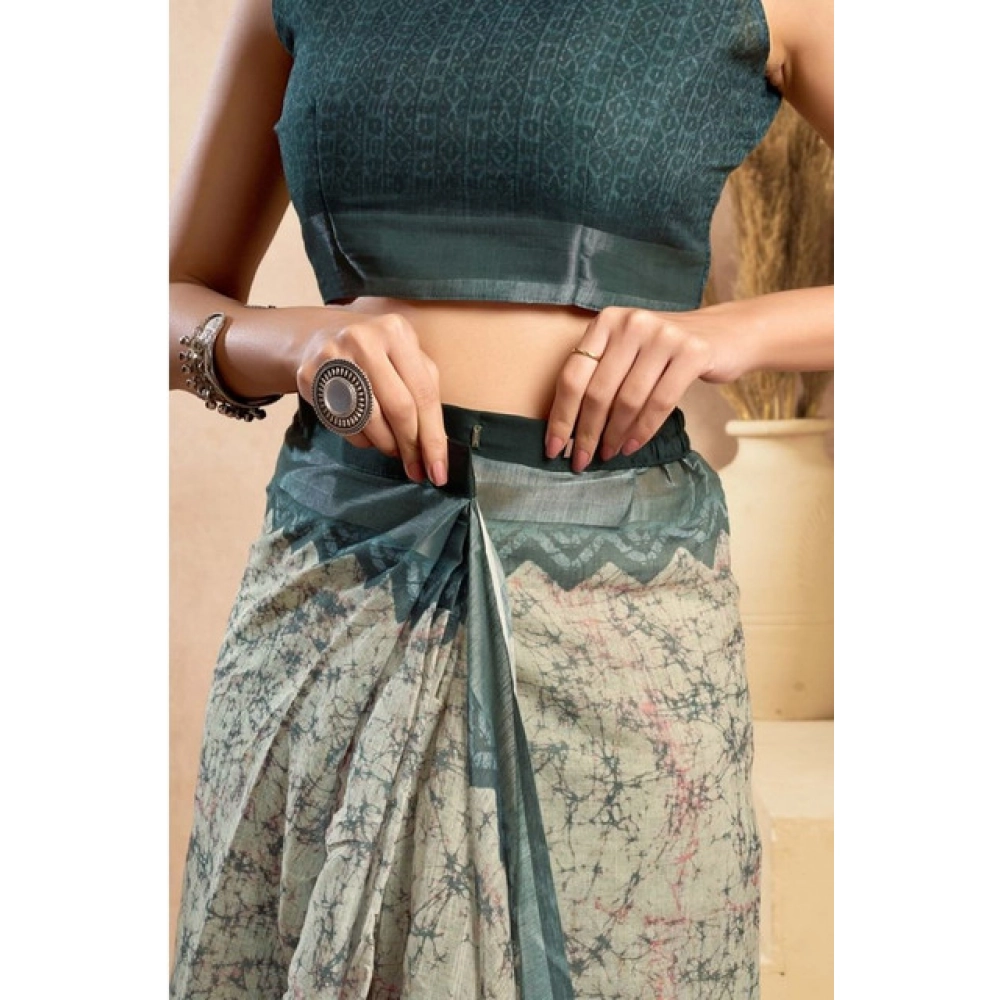 generic women's faux linen printed ready to wear saree with unstitched blouse 5.5 mtr (light grey) generic women's faux linen printed ready to wear saree with unstitched blouse 5.5 mtr (light grey)