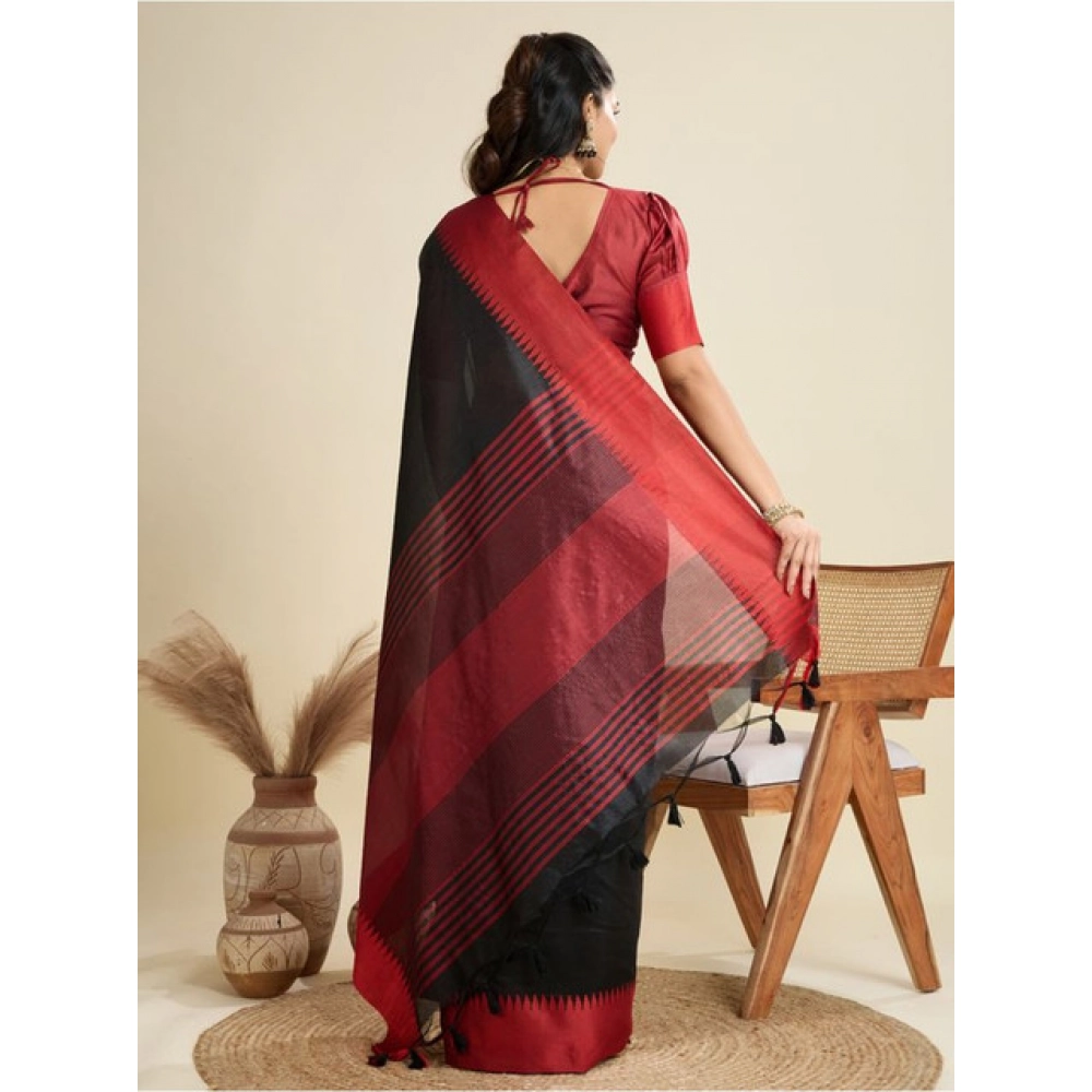generic women's raw silk woven saree with unstitched blouse 5.5mtr (black) generic women's raw silk woven saree with unstitched blouse 5.5mtr (black)