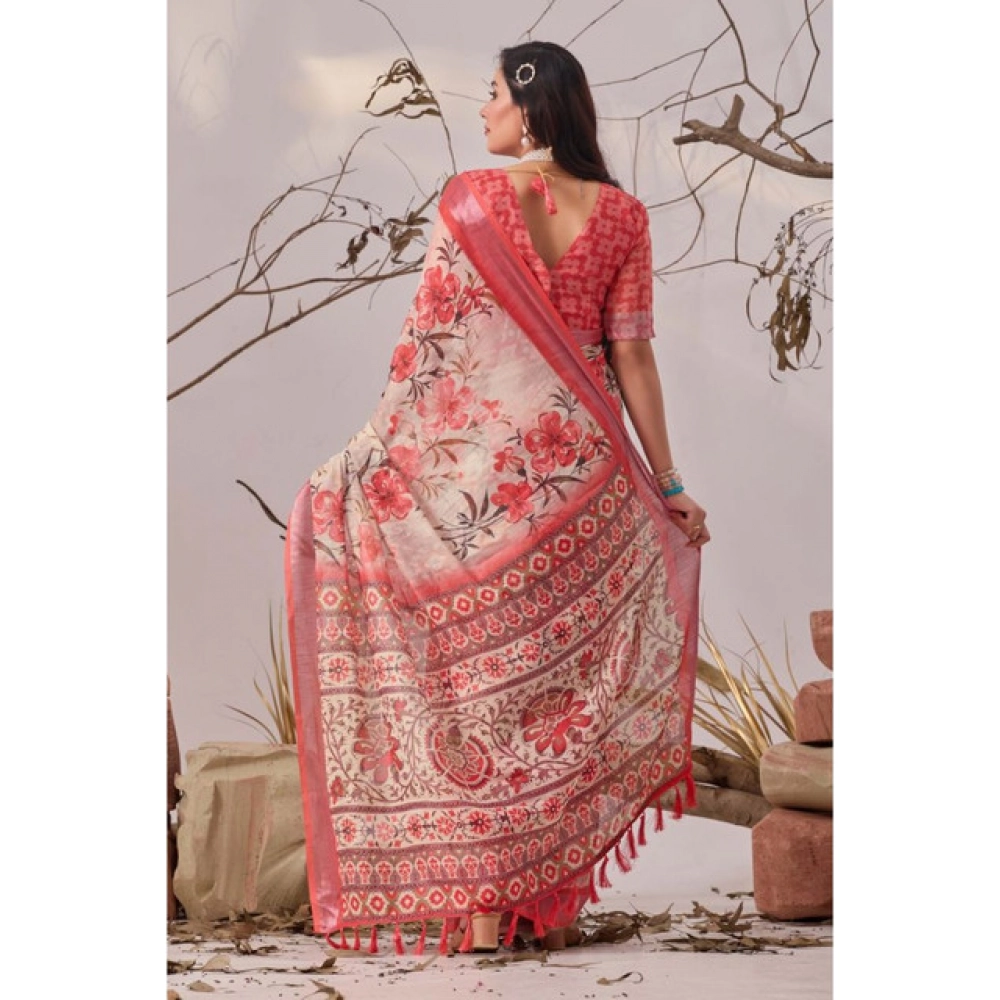 generic women's faux linen printed saree with unstitched blouse 5.5mtr (peach) generic women's faux linen printed saree with unstitched blouse 5.5mtr (peach)