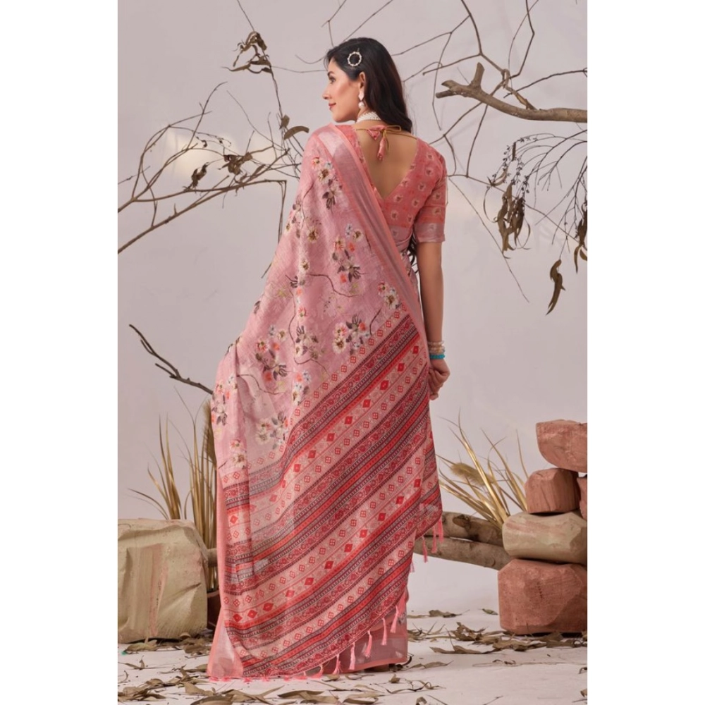 generic women's faux linen printed saree with unstitched blouse 5.5mtr (mauve) generic women's faux linen printed saree with unstitched blouse 5.5mtr (mauve)