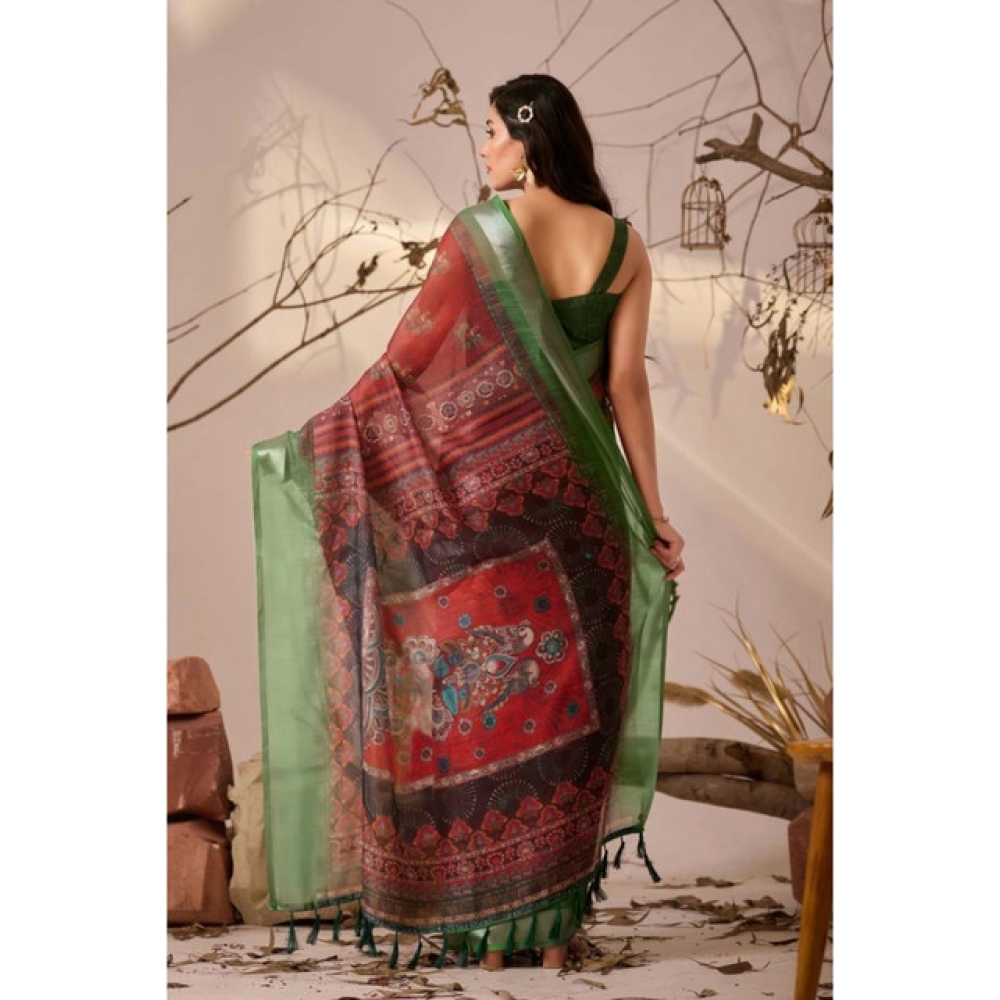 generic women's faux linen printed saree with unstitched blouse 5.5mtr (maroon) generic women's faux linen printed saree with unstitched blouse 5.5mtr (maroon)