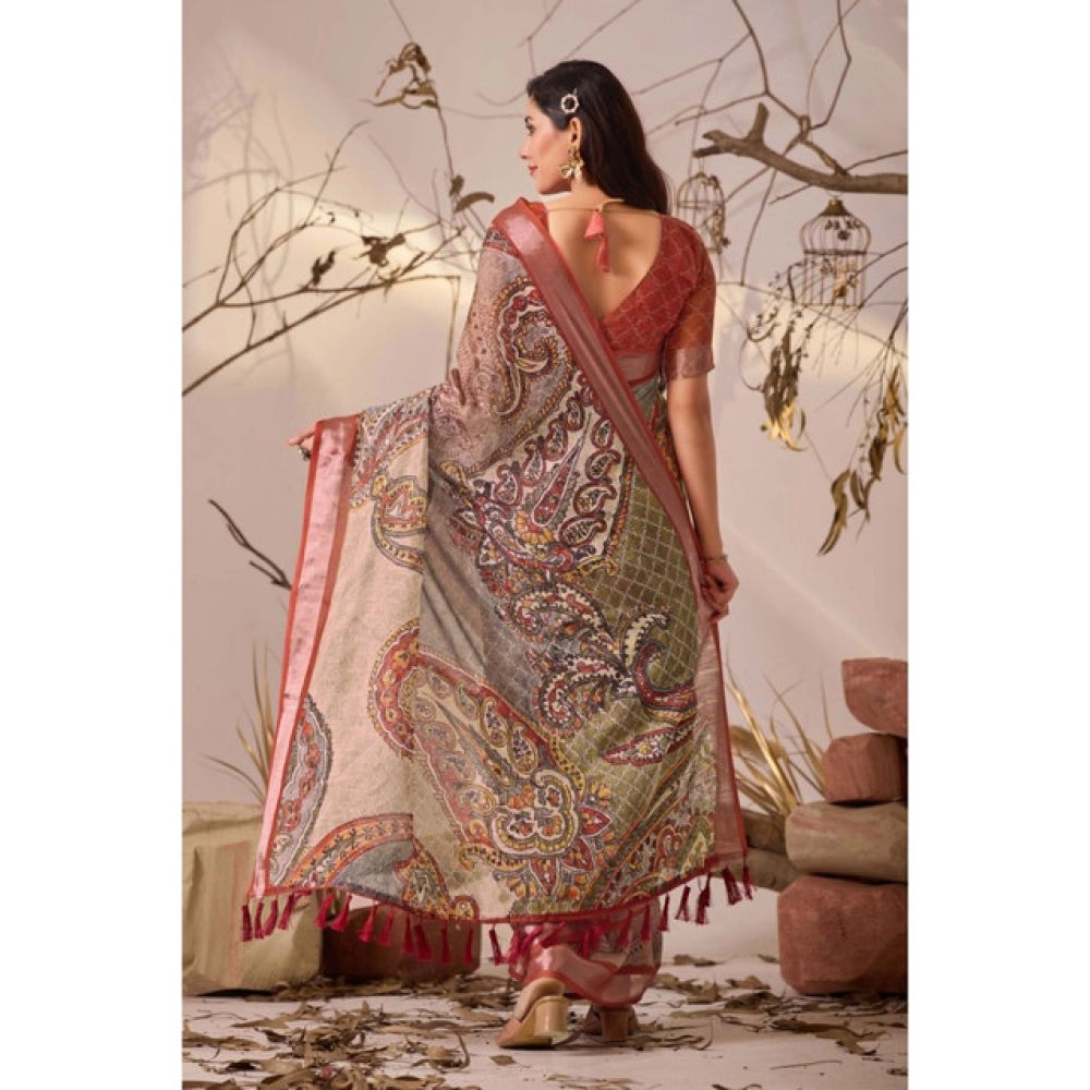 generic women's faux linen printed saree with unstitched blouse 5.5mtr (light beige) generic women's faux linen printed saree with unstitched blouse 5.5mtr (light beige)
