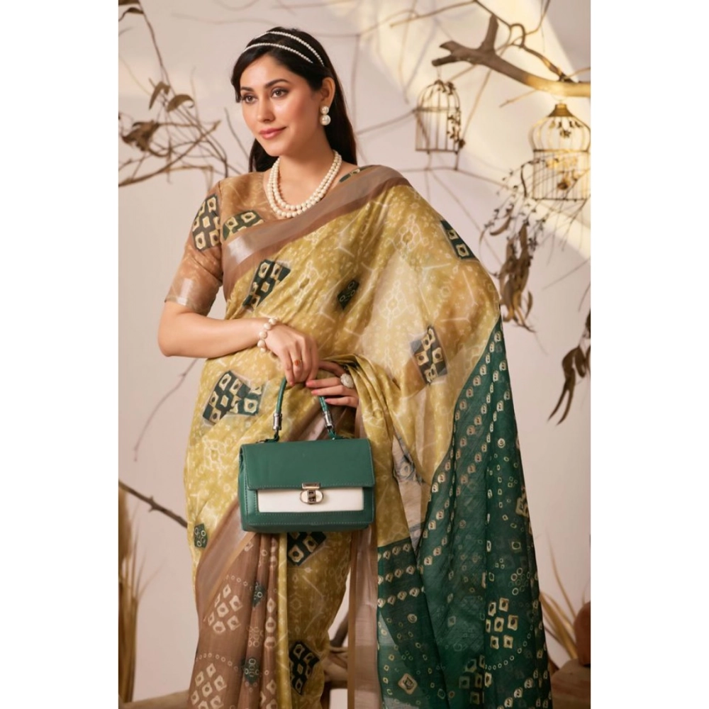 generic women's faux linen printed saree with unstitched blouse 5.5mtr (mustard) generic women's faux linen printed saree with unstitched blouse 5.5mtr (mustard)
