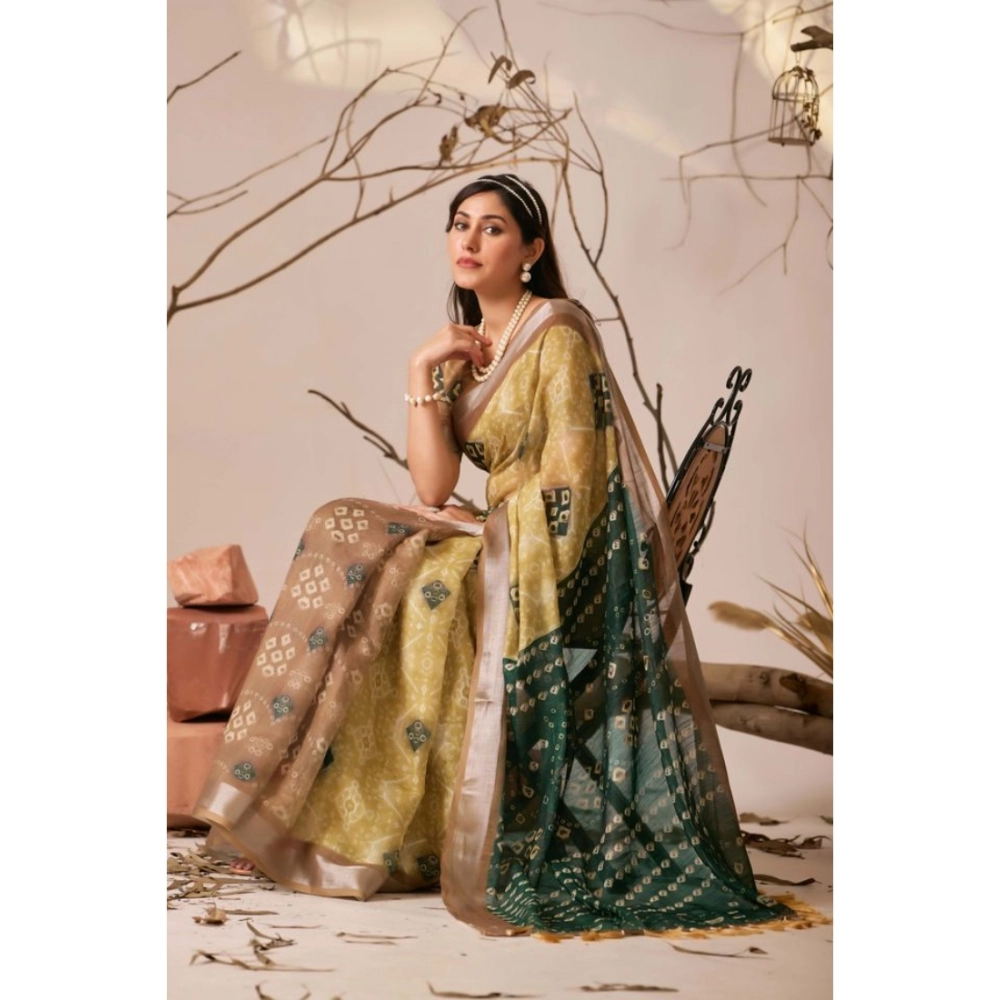 generic women's faux linen printed saree with unstitched blouse 5.5mtr (mustard) generic women's faux linen printed saree with unstitched blouse 5.5mtr (mustard)