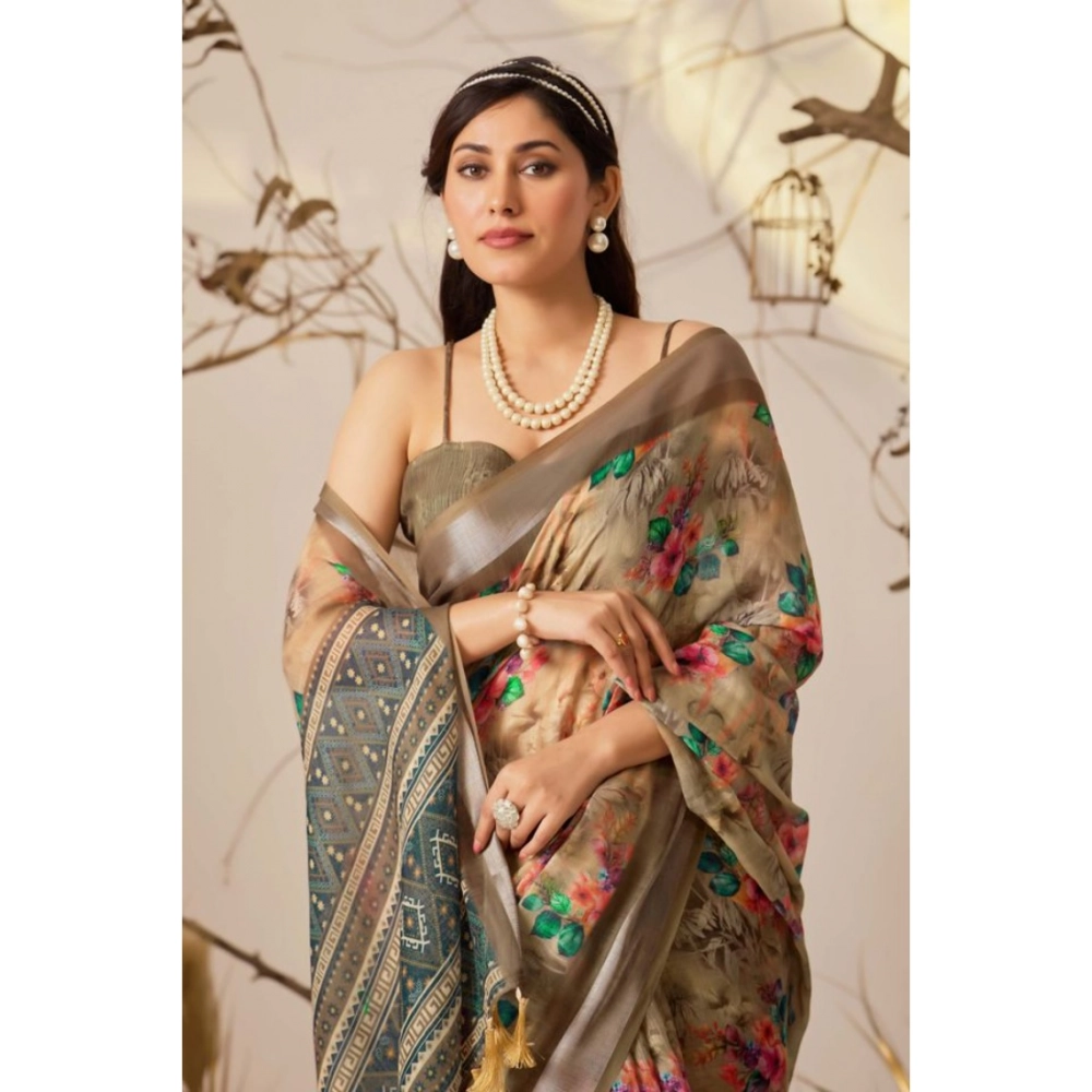 generic women's faux linen printed saree with unstitched blouse 5.5mtr (beige) generic women's faux linen printed saree with unstitched blouse 5.5mtr (beige)