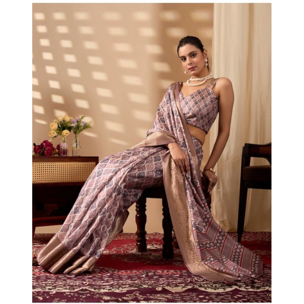 generic women's faux silk printed saree with unstitched blouse 5.5mtr (light mauve) generic women's faux silk printed saree with unstitched blouse 5.5mtr (light mauve)