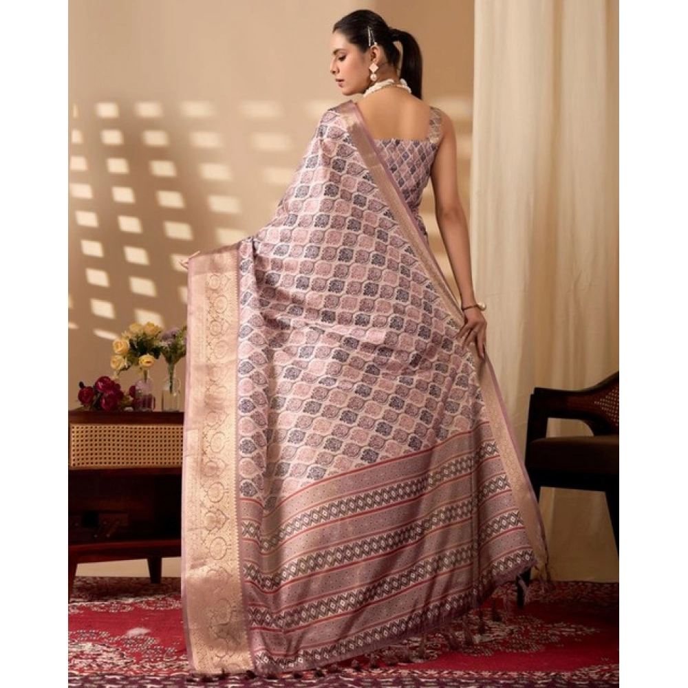 generic women's faux silk printed saree with unstitched blouse 5.5mtr (light mauve) generic women's faux silk printed saree with unstitched blouse 5.5mtr (light mauve)