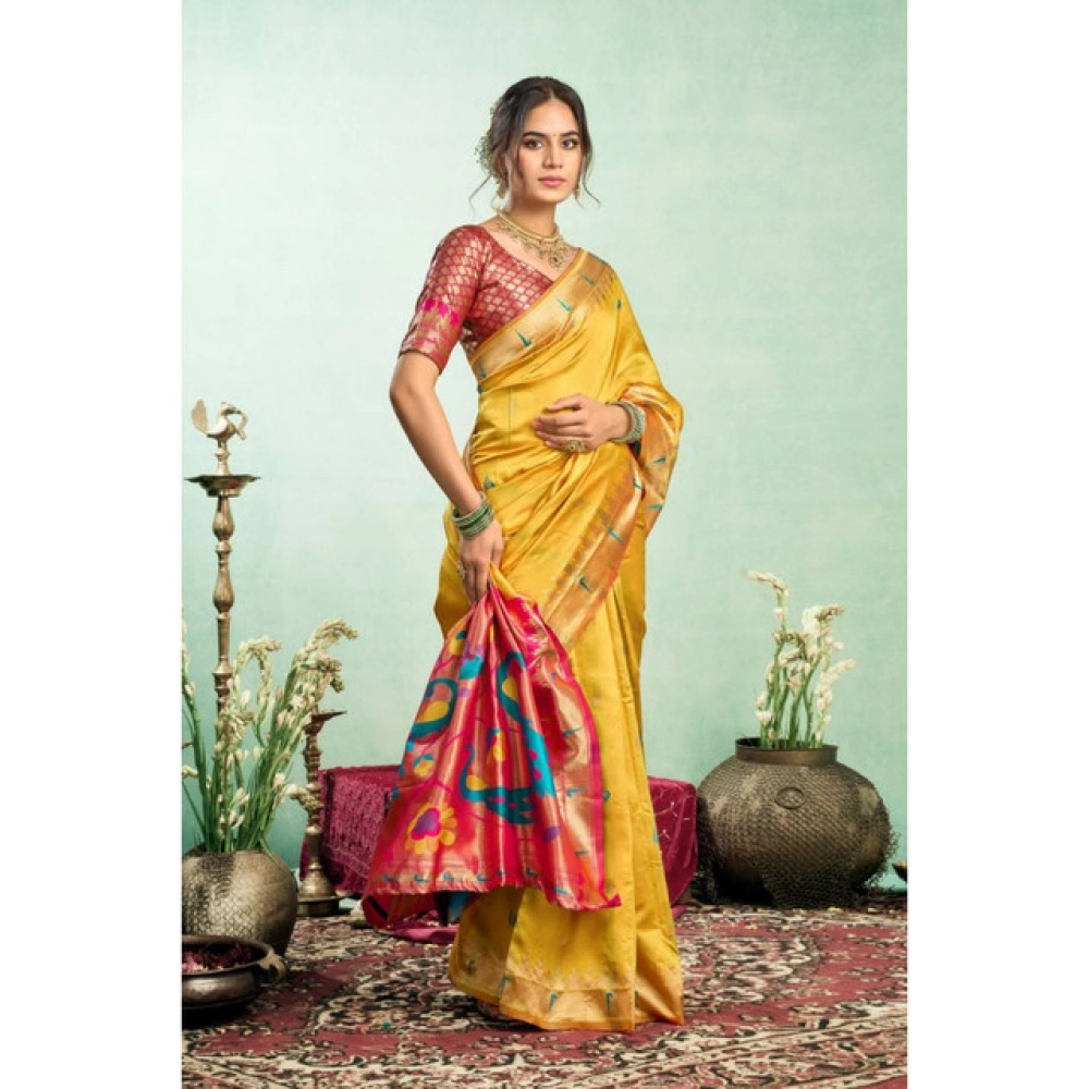 generic women's silk blend woven saree with unstitched blouse 5.5 mtr (mustard) generic women's silk blend woven saree with unstitched blouse 5.5 mtr (mustard)