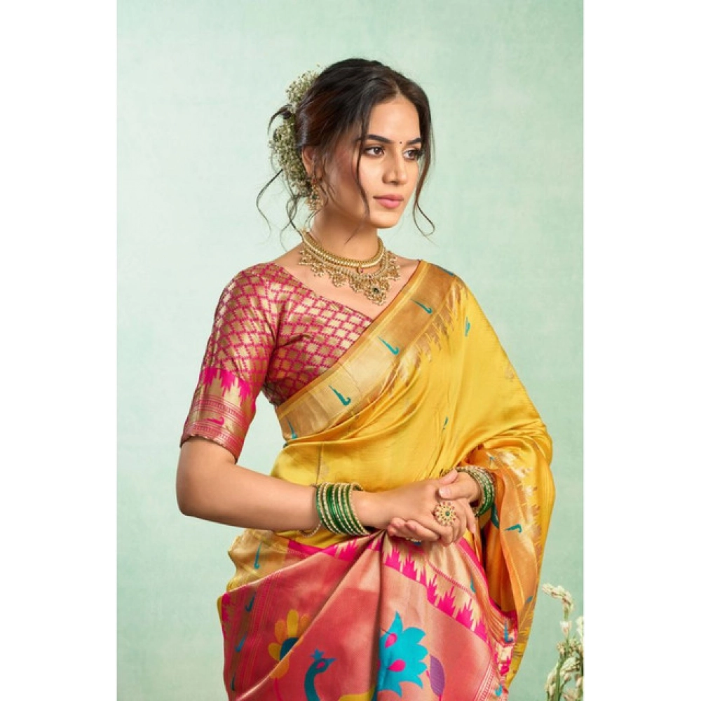 generic women's silk blend woven saree with unstitched blouse 5.5 mtr (mustard) generic women's silk blend woven saree with unstitched blouse 5.5 mtr (mustard)