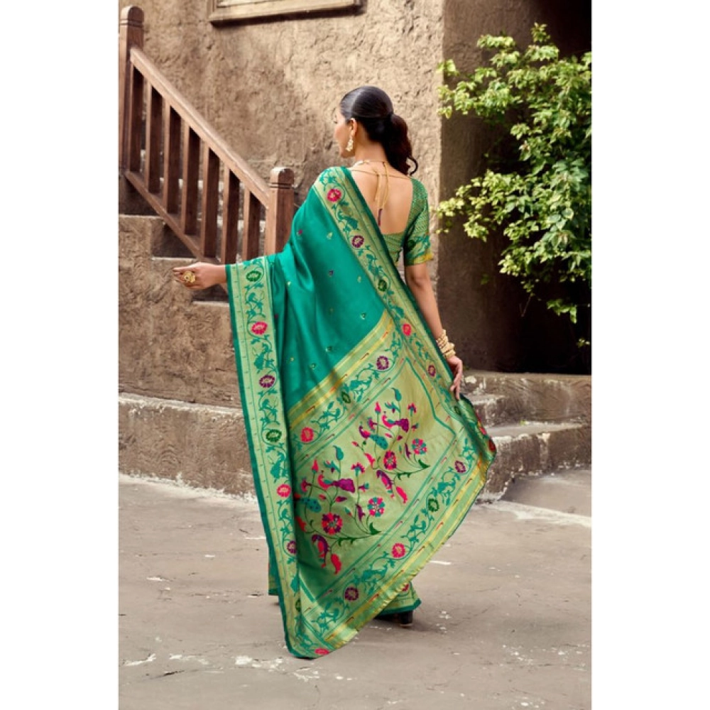 generic women's silk blend woven saree with unstitched blouse 5.5 mtr (green) generic women's silk blend woven saree with unstitched blouse 5.5 mtr (green)