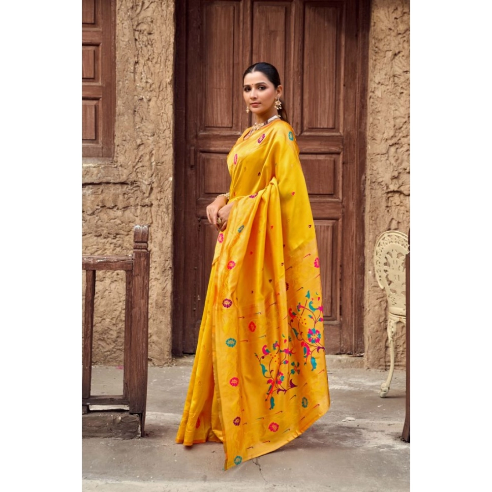 generic women's silk blend woven saree with unstitched blouse 5.5 mtr (mustard) generic women's silk blend woven saree with unstitched blouse 5.5 mtr (mustard)