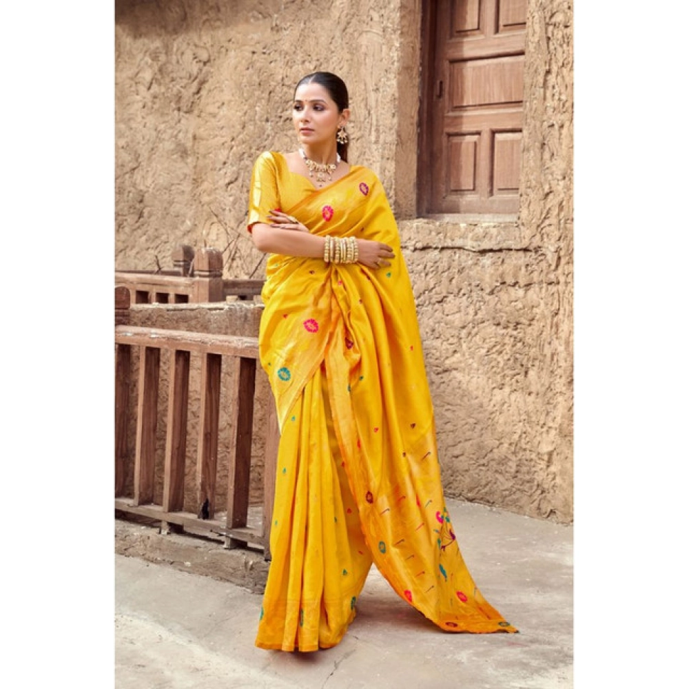 generic women's silk blend woven saree with unstitched blouse 5.5 mtr (mustard) generic women's silk blend woven saree with unstitched blouse 5.5 mtr (mustard)