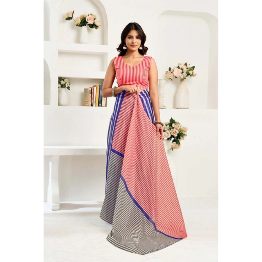 generic women's linen cotton printed ready to wear saree with unstitched blouse 5.5 mtr (blue) generic women's linen cotton printed ready to wear saree with unstitched blouse 5.5 mtr (blue)